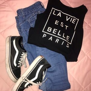 Black Crop Top Shirt
